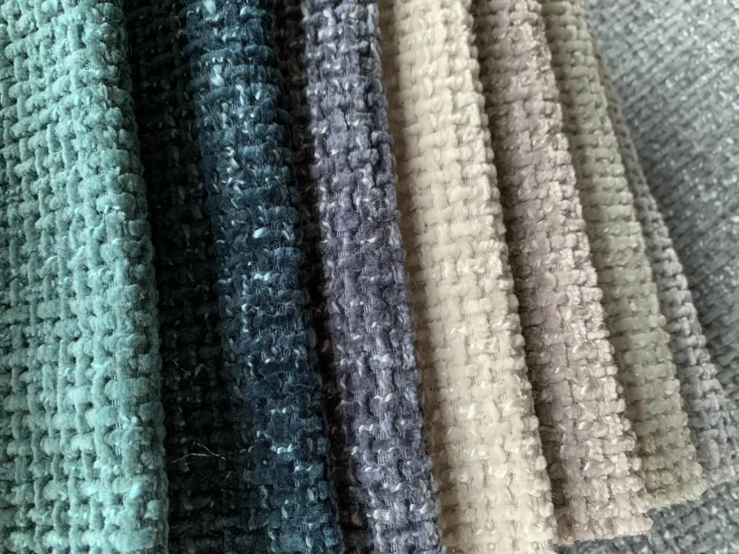 Hotsale Polyester Plain Brushed Dobby Chenille Textile Fabric for Sofa Chair Furniture