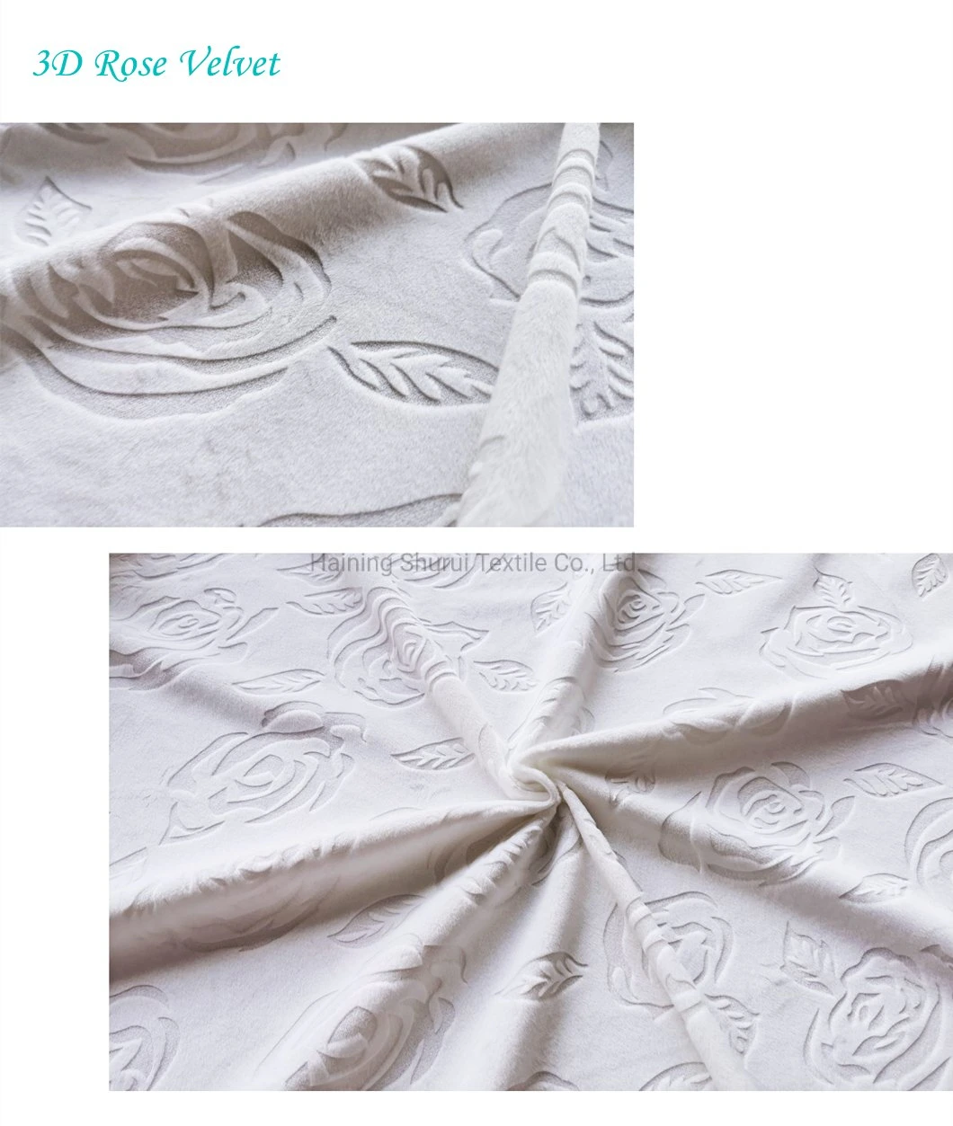 Home Textile 3D Rose Polyester Knitted Velvet Fabric for Mattress Quilting and Pillow Cover Burnout