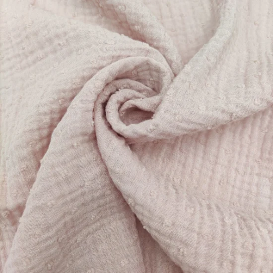 Tissu de gaze de mousseline de gaze de gaze de double couche de jacquard de point de coton pour le tissu de vêtement d'enfants de bébé